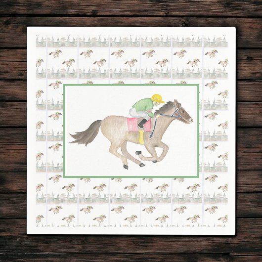 Watercolor Jockey Derby Party Horse Racing Serviette