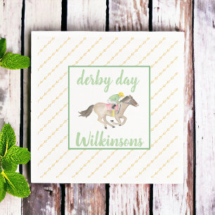 Watercolor Jockey Derby Party Race Gold Serviette
