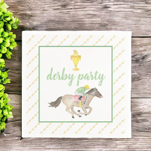 Watercolor Jockey Derby Party Race Gold Serviette