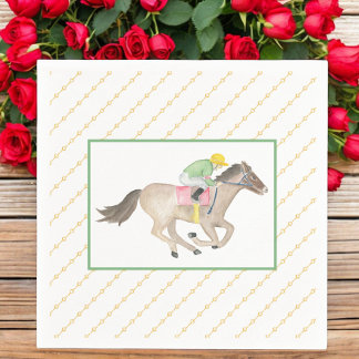 Watercolor Jockey Derby Party Race Gold Serviette