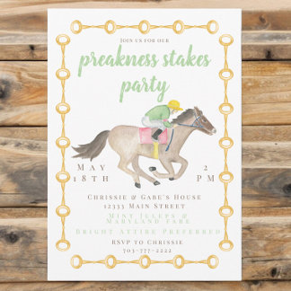 Watercolor Jockey Preakness Party Race Einladung