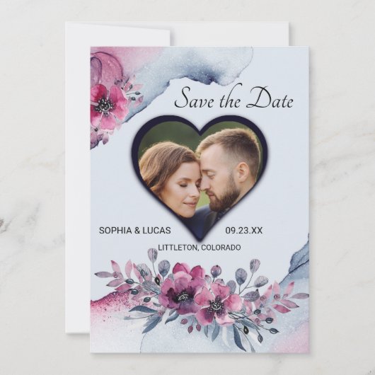 Watercolor Julia Floral Save the Date (Vorderseite)