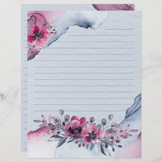 Watercolor Julia Floral Writer Paper (Vorne/Hinten)