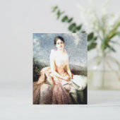 Watercolor Juliette Gordon Low portrait Postkarte (Stehend Vorderseite)