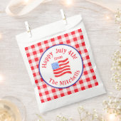 Watercolor July 4th Flag Red Check NAME Geschenktütchen (Ausgeschnitten)