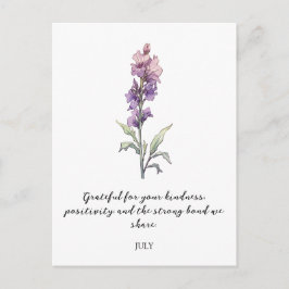 WATERCOLOR JULY LARKSPUR BIRTH FLOWER POSTKARTE