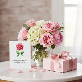 WATERCOLOR JUNE ROSE BIRTH FLOWER POSTKARTE