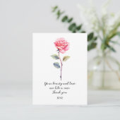 WATERCOLOR JUNE ROSE BIRTH FLOWER POSTKARTE (Stehend Vorderseite)