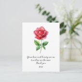 WATERCOLOR JUNE ROSE BIRTH FLOWER POSTKARTE (Stehend Vorderseite)