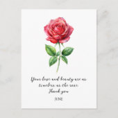 WATERCOLOR JUNE ROSE BIRTH FLOWER POSTKARTE (Vorderseite)