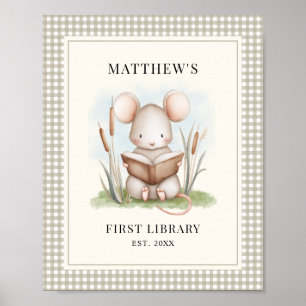 Watercolor Jungen Erste Bibliothek Geschenk für ne Poster