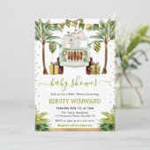 Watercolor Jungle Elephant Baby Dusche Einladung (Stehend Vorderseite)