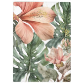 Watercolor Jungle Floral Peach Green Gold Splash Klemmbrett (Rückseite)
