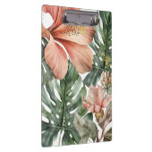 Watercolor Jungle Floral Peach Green Gold Splash Klemmbrett (Rechts)