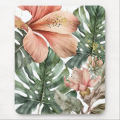 Watercolor Jungle Floral Peach Green Gold Splash Mousepad (Vorne)