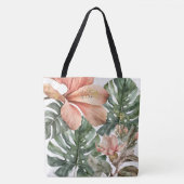 Watercolor Jungle Floral Peach Green Gold Splash Tasche (Vorderseite)