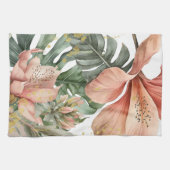 Watercolor Jungle Florals Peach Gold Splash Geschirrtuch (Horizontal)