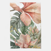 Watercolor Jungle Florals Peach Gold Splash Geschirrtuch (Vertikal)