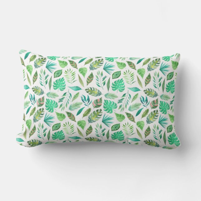 Watercolor Jungle Greenery Pattern Lendenkissen (Vorderseite)
