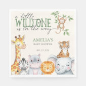 Watercolor Jungle Safari Animals Baby Shower Serviette (Vorderseite)