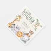 Watercolor Jungle Safari Animals Baby Shower Serviette (Ecke)