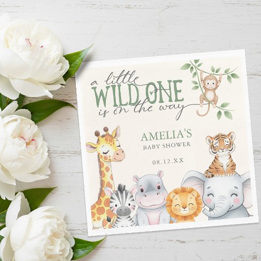 Watercolor Jungle Safari Animals Baby Shower Serviette