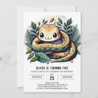 Watercolor Jungle Snake Geburtstag Einladung