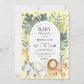Watercolor Jungle themed Moderne Gelbe Babydusche Einladung (Vorderseite)