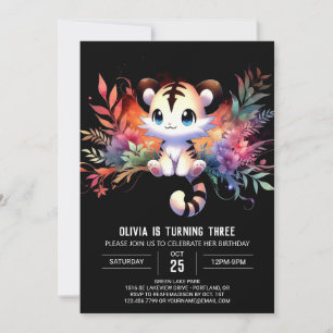 Watercolor Jungle Tiger Geburtstag Einladung