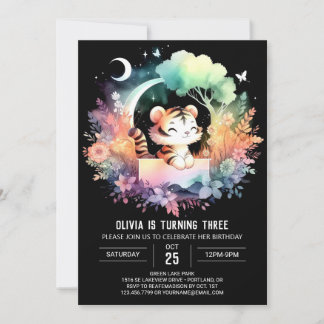 Watercolor Jungle Tiger Geburtstag Einladung