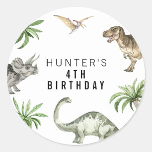 Watercolor-Jurassic-Dinosaur-Geburtstagsgeschenke Runder Aufkleber