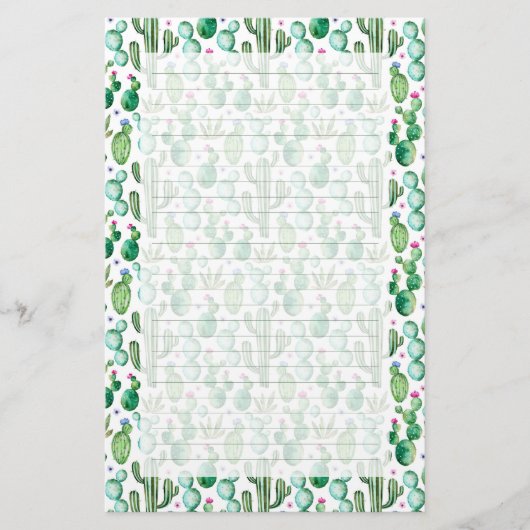 Watercolor-Kaktus-Pflanzen-Muster Briefpapier (Vorderseite)