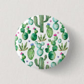 Watercolor-Kaktus-Pflanzen-Muster Button (Vorderseite)