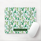 Watercolor-Kaktus-Pflanzen-Muster Mousepad (Mit Mouse)