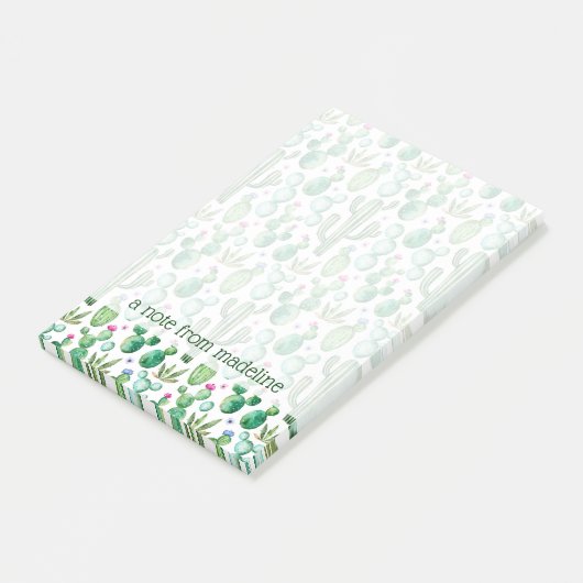 Watercolor-Kaktus-Pflanzen-Muster Post-it Klebezettel (angewinkelt)