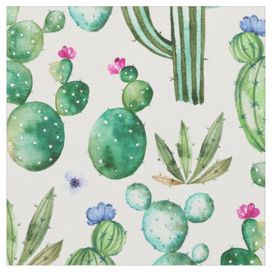 Watercolor-Kaktus-Pflanzen-Muster Stoff (Nahaufnahme)