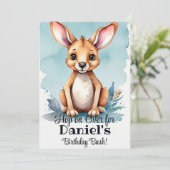Watercolor Kangaroo Birthday Bash Einladung (Stehend Vorderseite)