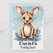 Watercolor Kangaroo Birthday Bash Einladung (Vorne/Hinten)