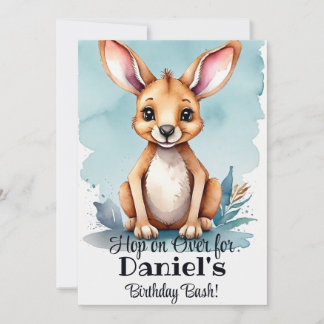 Watercolor Kangaroo Birthday Bash Einladung