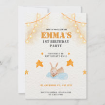 Watercolor-Kaninchen erste Geburtstagsparty