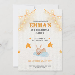 Watercolor-Kaninchen erste Geburtstagsparty Einladung