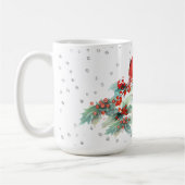 Watercolor-Kardinal auf Niederlassungs-silbernen Kaffeetasse (Links)