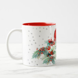 Watercolor-Kardinal auf Niederlassungs-silbernen Kaffeetasse