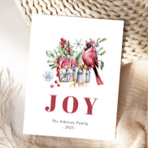 Watercolor Kardinal Bird Niedliche Weihnachtskarte