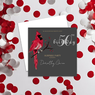 Watercolor Kardinal Überraschung Geburtstagsparty Einladung