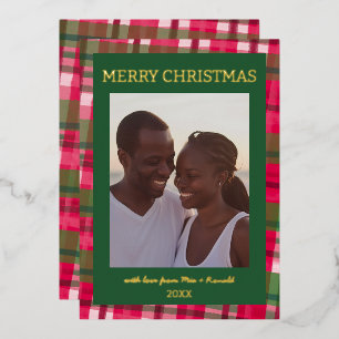 Watercolor Kariert Handmade Christmas Custom Foto Folien Feiertagskarte