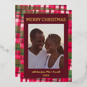Watercolor Kariert Handmade Christmas Custom Foto Folien Feiertagskarte