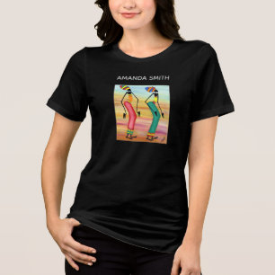 Watercolor Kenya African Art Walking Ladys Tri-Blend Shirt