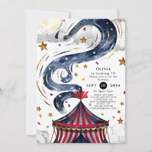 Watercolor Kids Circus Geburtstag Einladung