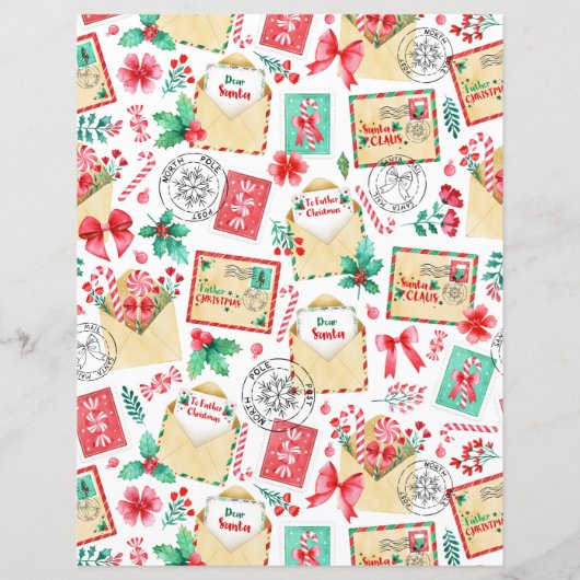 Watercolor Kids Letter to Santa Paper Sheet (Rückseite)